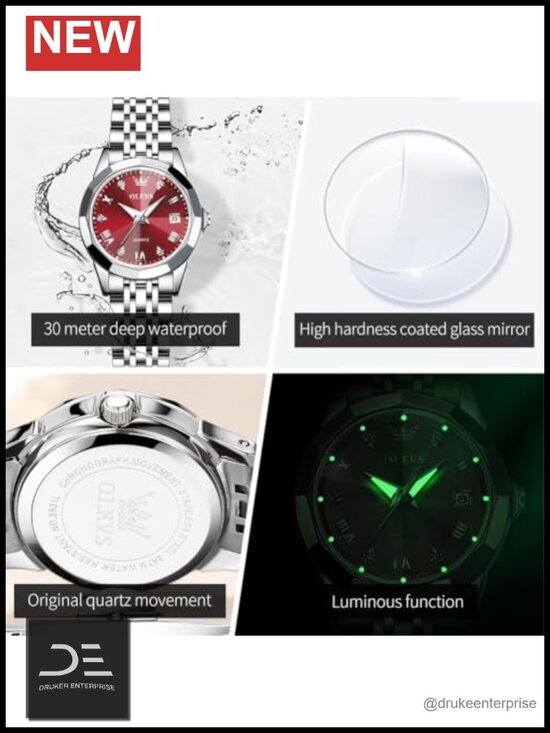 Stainless Steel Quartz Analog Watch with Date Display Luminous Hands main image 3